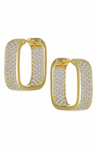 BLING JEWELRY Bridal Pavé CZ Huggie Hoop Earrings