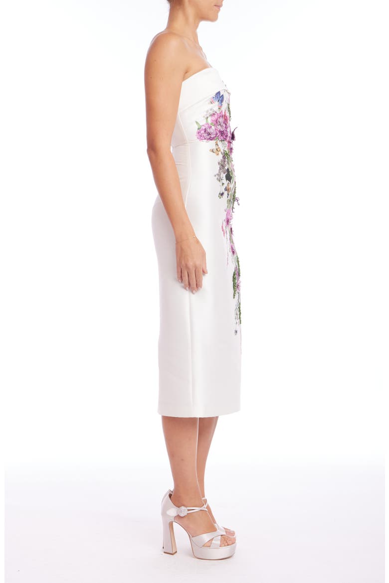 Floral Strapless Mikado Cocktail Dress, Alternate, color, IVORY MULTI