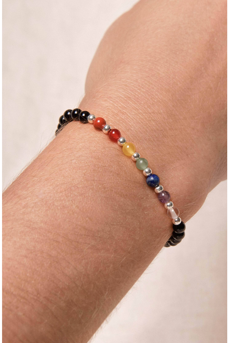 Seven Chakra Energy Bracelet, Alternate, color, Black / Multi