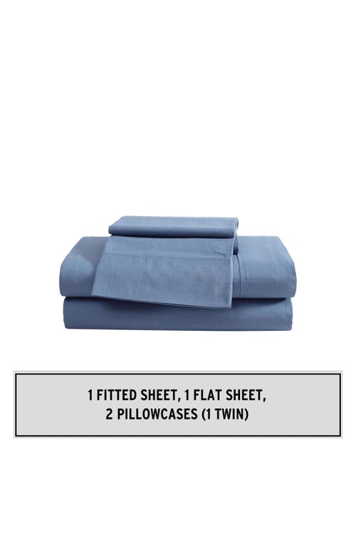 Eddie Bauer Solid 180 Thread Count Cotton Percale Sheet Set In Coronet Blue