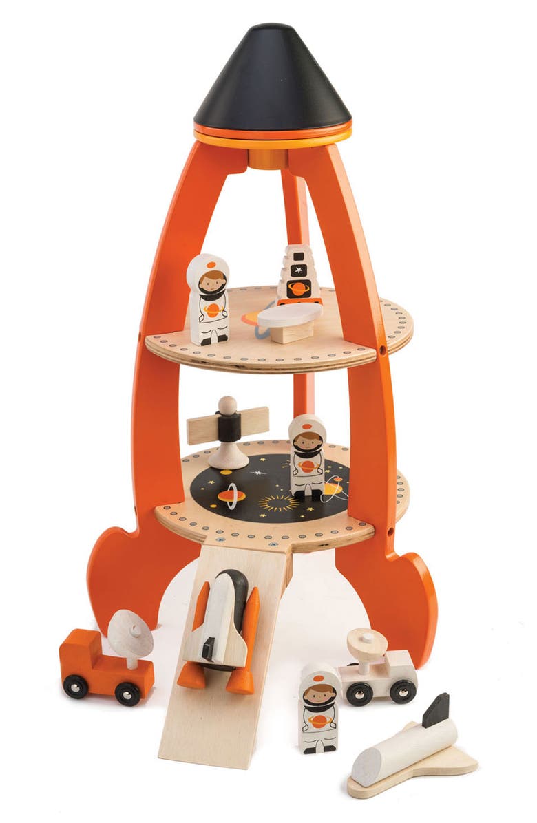 Tender Leaf Toys Cosmic Rocket Playset, Main, color, Orange