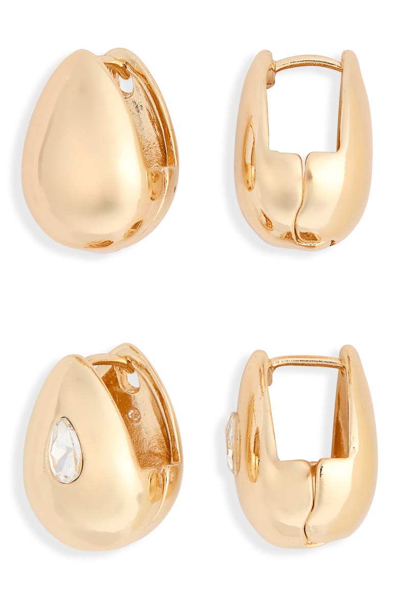 2-Pack Assorted Teardrop Huggie Hoop Earrings, Main, color, GOLD