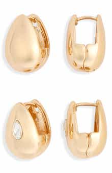 2-Pack Assorted Teardrop Huggie Hoop Earrings