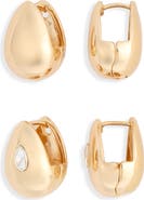 Leith 2-Pack Assorted Teardrop Huggie Hoop Earrings