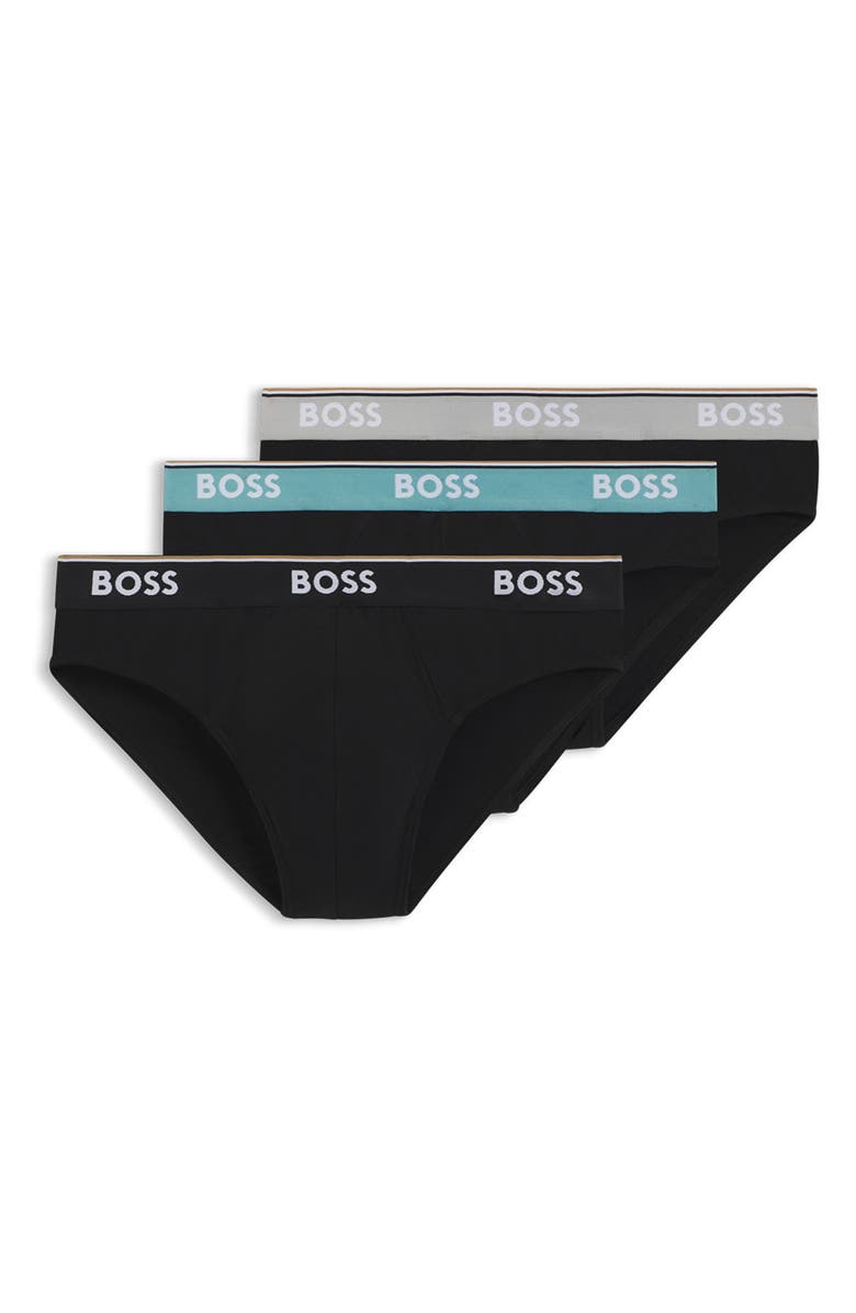 BOSS Assorted 3-Pack Power Stretch Cotton Briefs, Alternate, color, Black