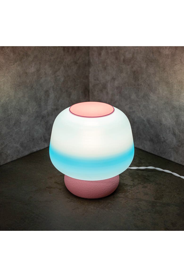 Portobello 10" Modern Classic Plant-Based Filament Dimmable LED 3D Printed Mushroom Table Lamp, Alternate, color, Blue/White/Light Pink