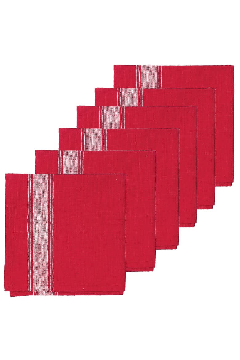 Stag Feed Sack Napkin Set of 6, Alternate, color, red