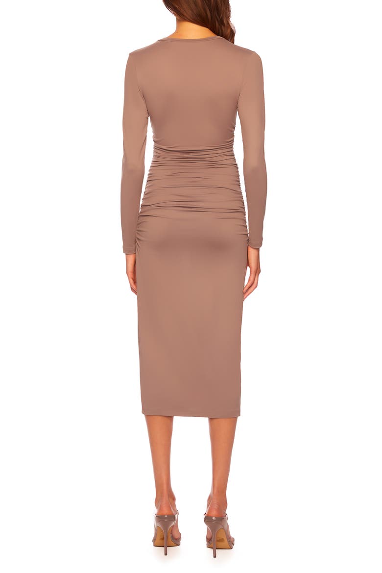 Ruched Long Sleeve Midi Dress, Alternate, color, COCO
