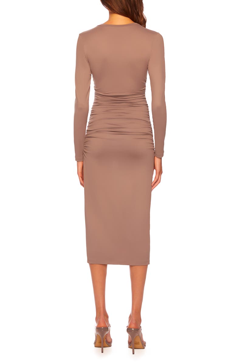 Susana Monaco Ruched Long Sleeve Midi Dress, Alternate, color, Coco