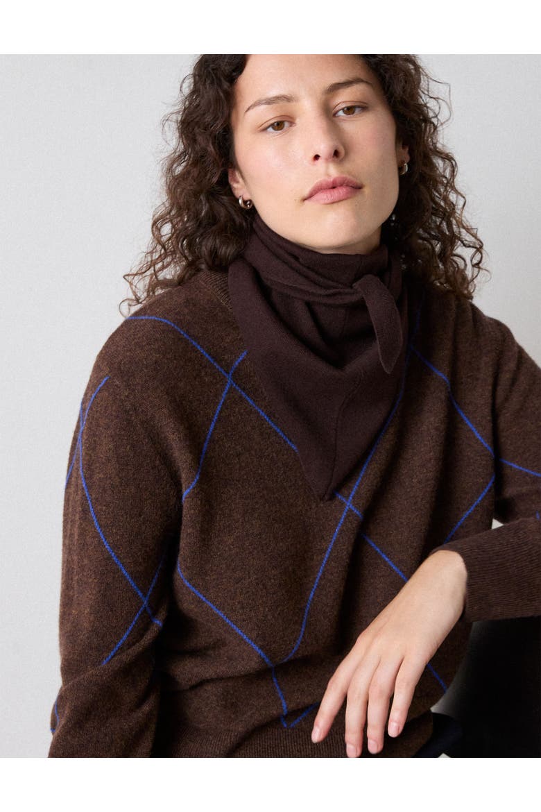 Wool Contrast Diamond Knit Jumper, Alternate, color, Brwn/Multi