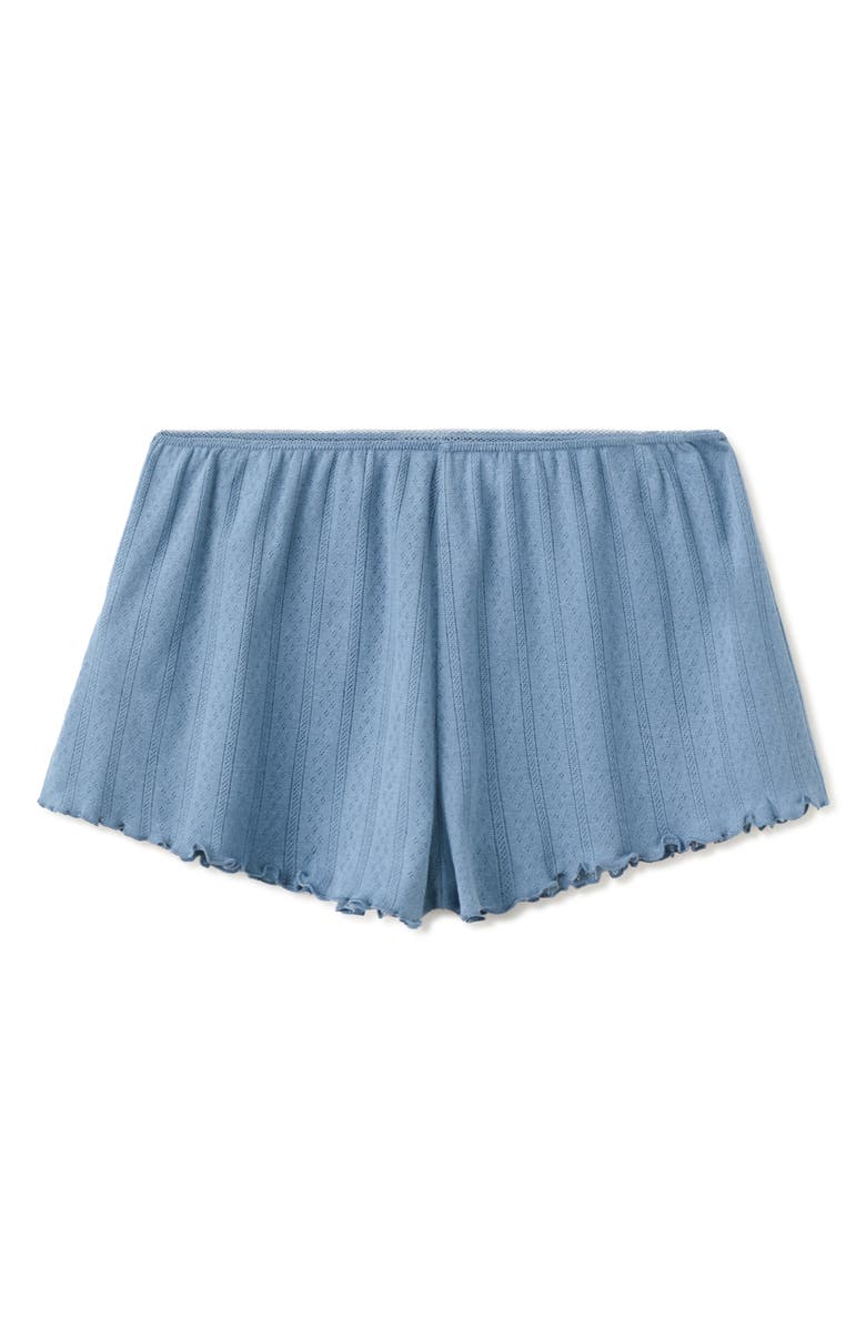 MANGO Pointelle Pajama Shorts, Main, color, Indigo Blue
