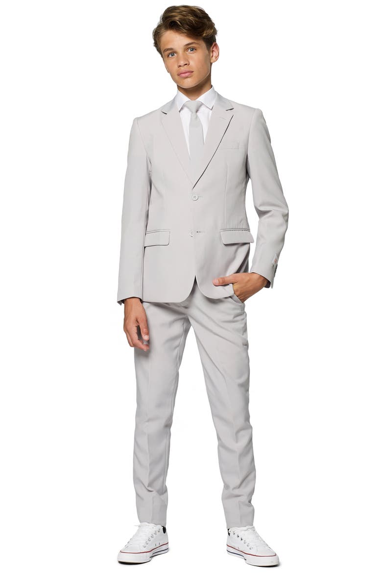 Groovy Grey Solid Suit, Alternate, color, GREY