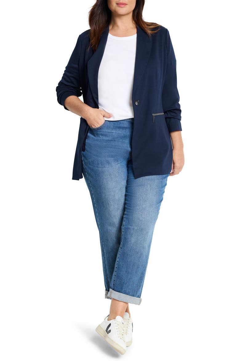 Zip Pocket Ponte Jacket, Alternate, color, DARK INDIGO