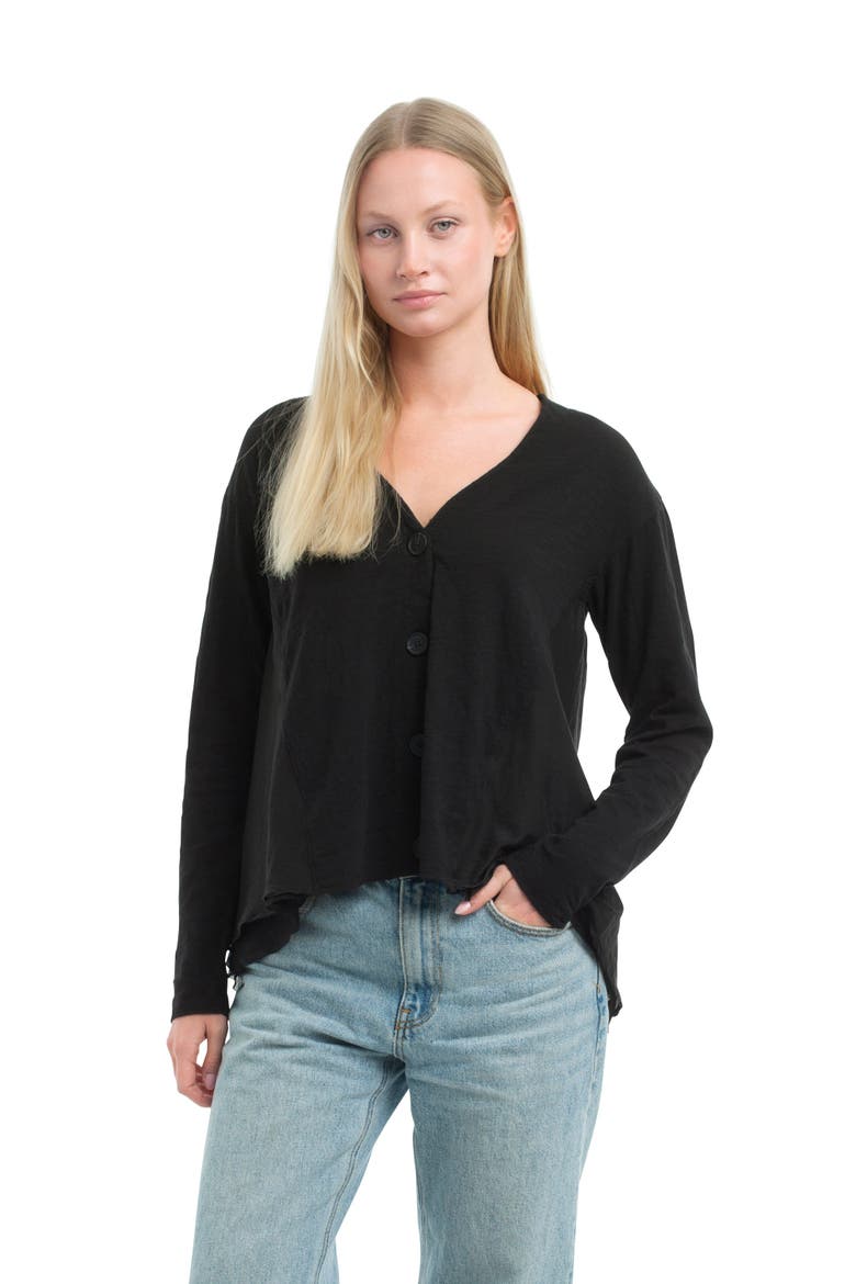 Button Front Mixed Cardigan, Alternate, color, Chocolate Torte
