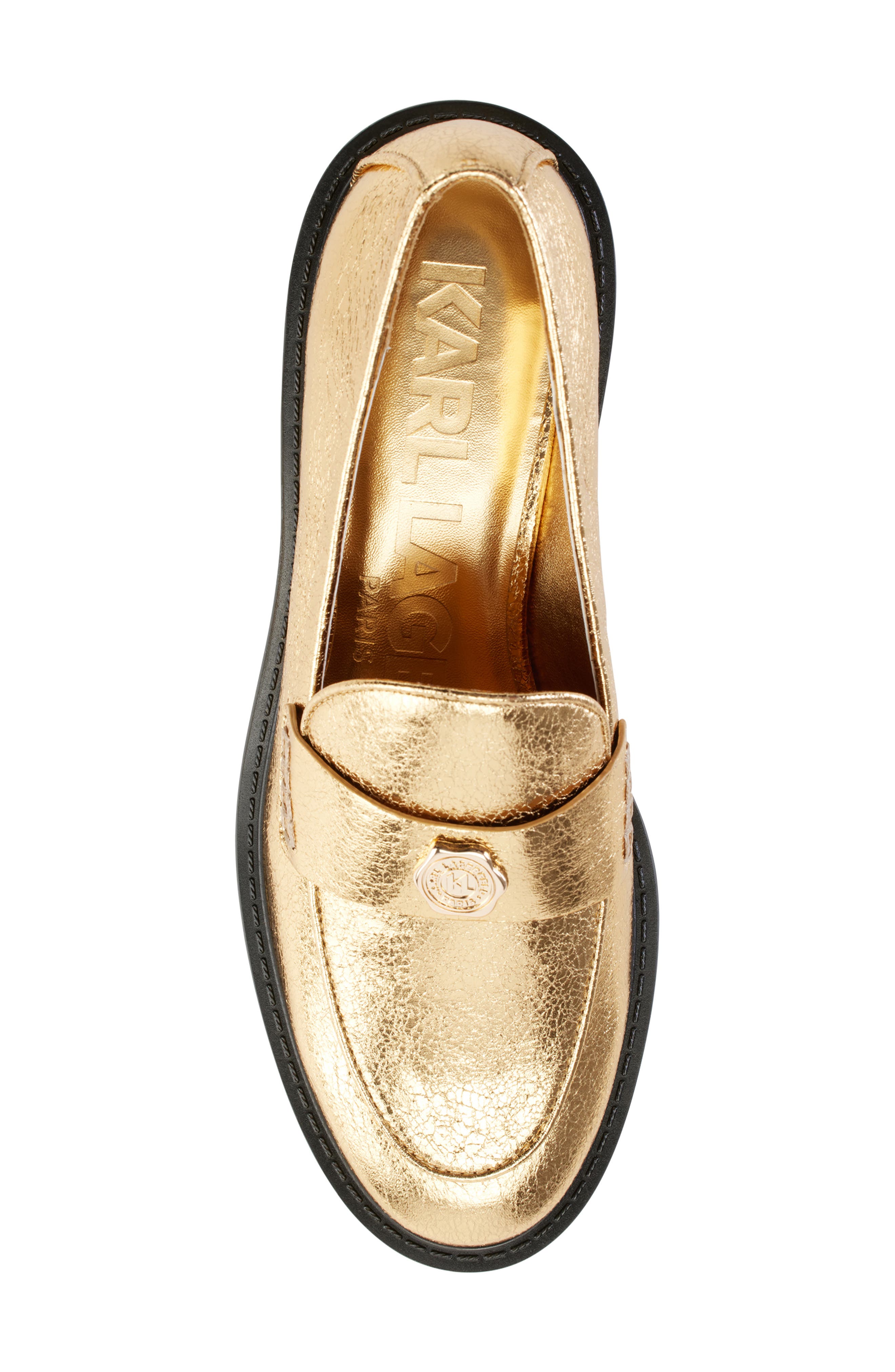 KARL LAGERFELD PARIS Rylyn Metallic Loafer, Alternate, color, Gold