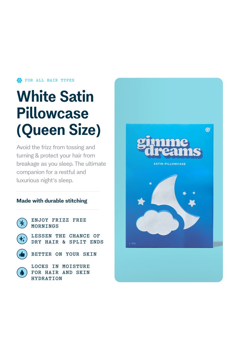 Gimme Beauty White Satin Pillowcase, Alternate, color, White