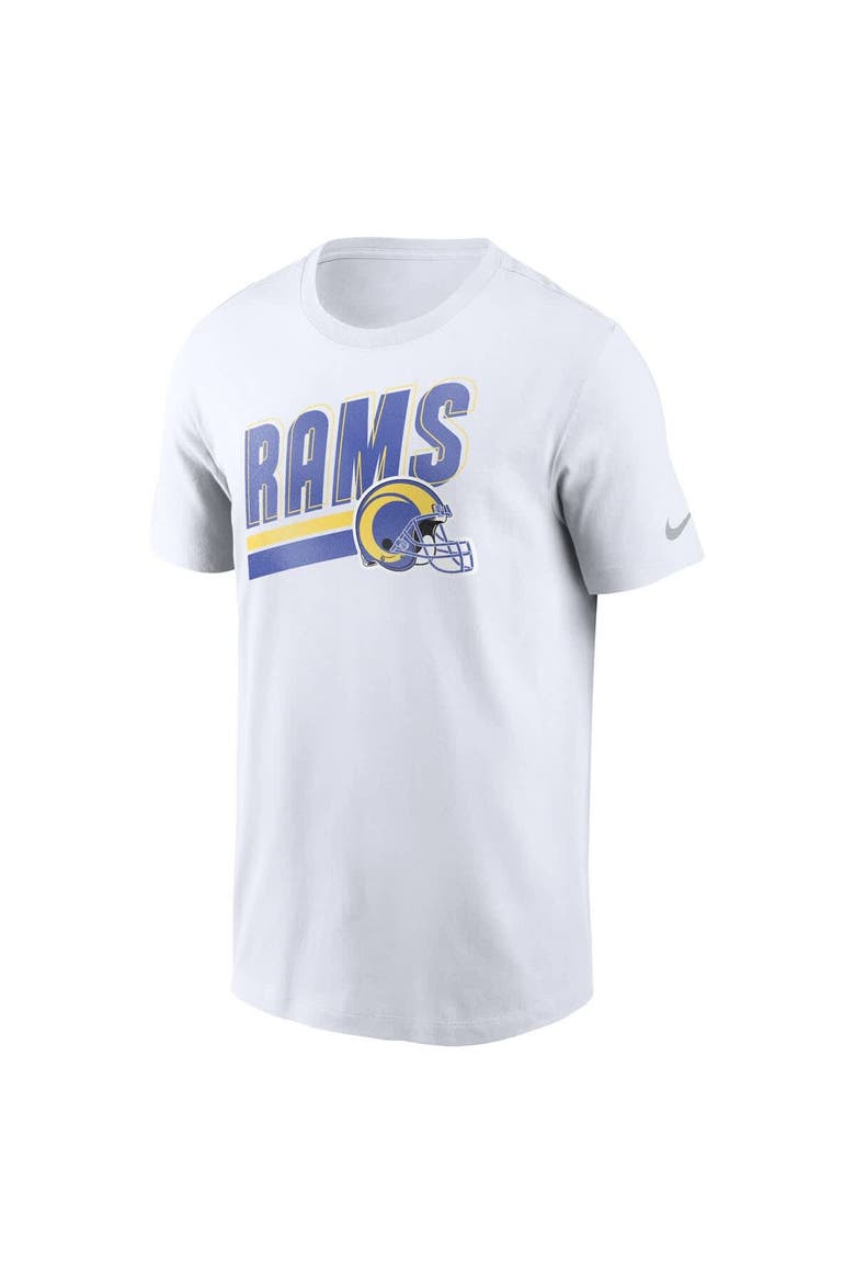Men's Nike White Los Angeles Rams Essential Blitz Lockup T-Shirt, Alternate, color, White