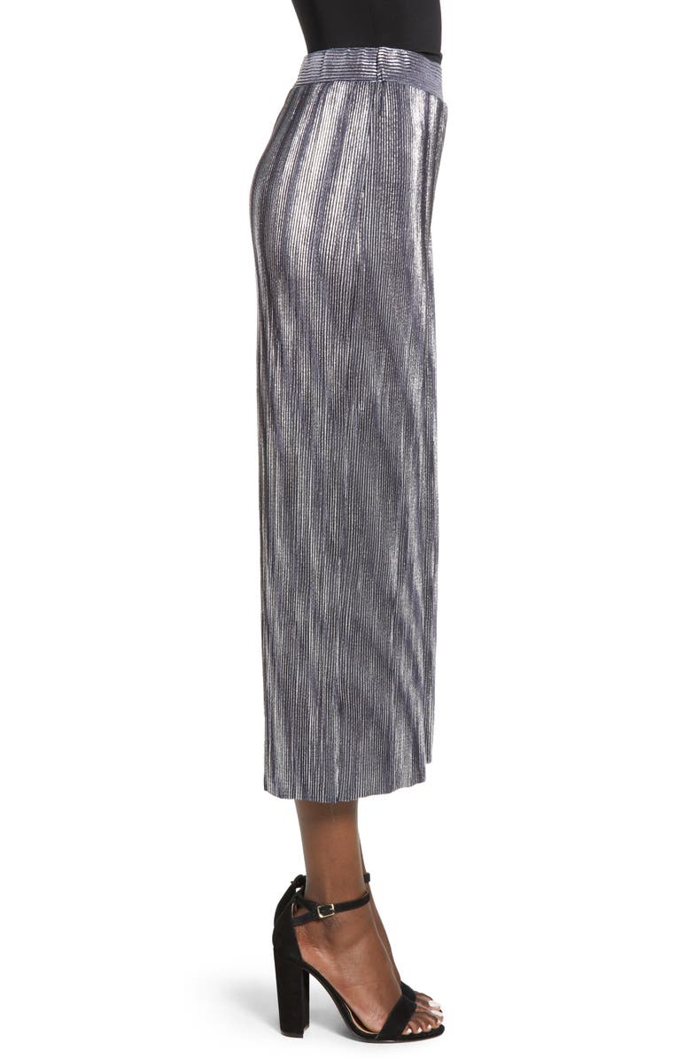 Love, Fire Metallic Mini Pleat Gaucho Crop Pants, Alternate, color,