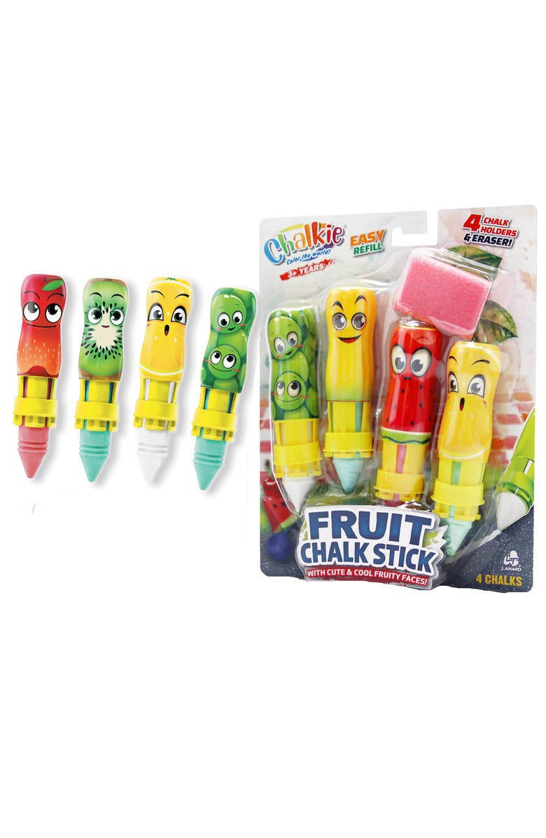 Lanard Chalkie Twin Pack Fruit Chalk Stick 8 Character Holders, 3+, Alternate, color, Multicolored