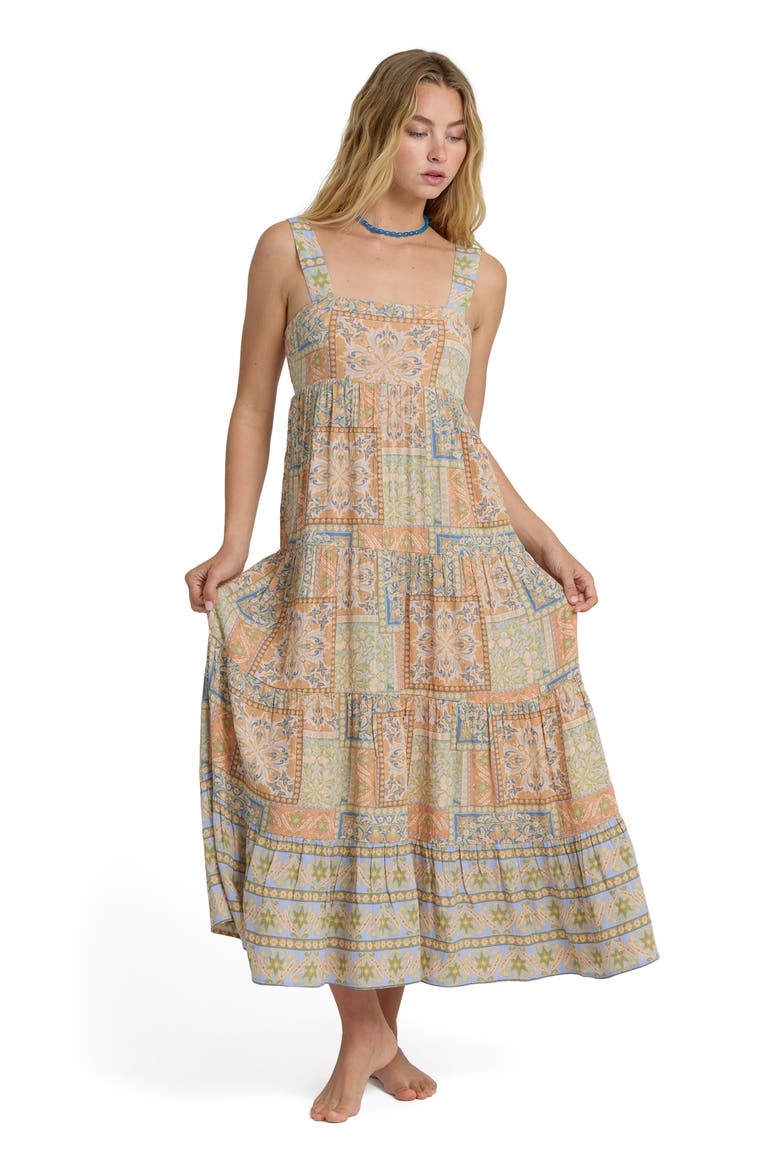 All Good Print Tiered Maxi Dress, Alternate, color, TWILIGHT BLUE