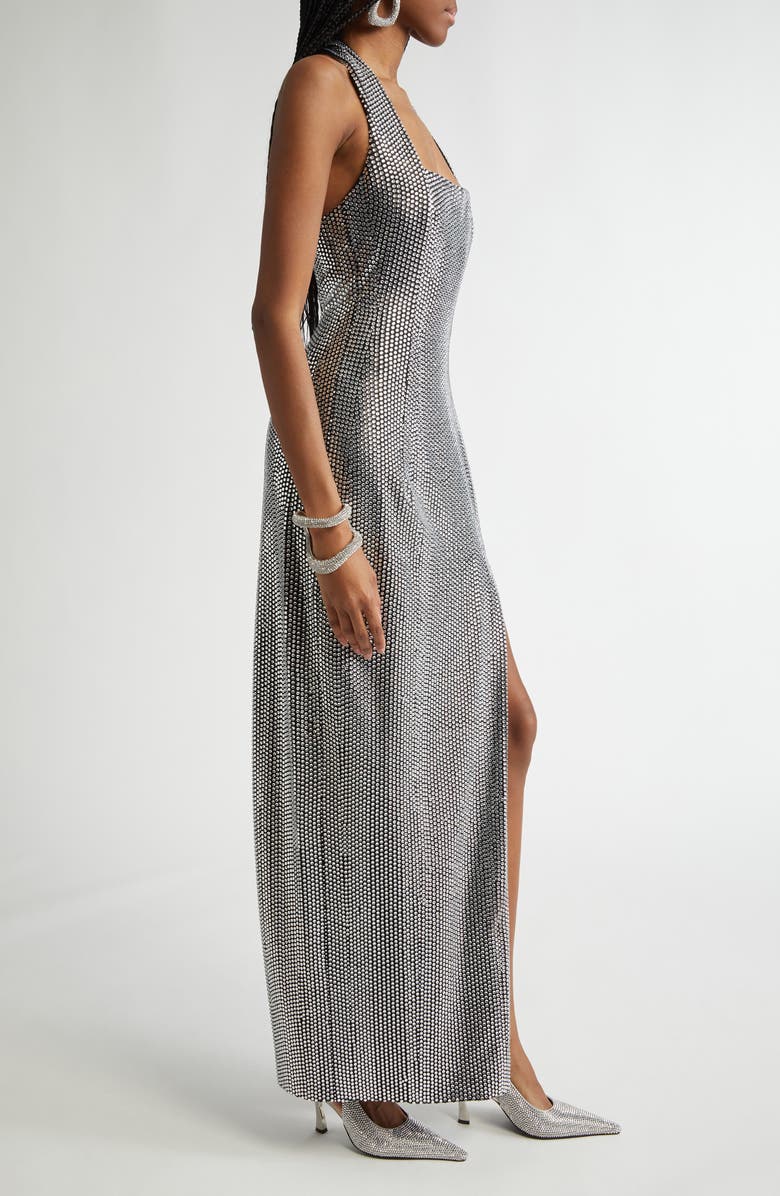 Area Crystal Embellished Halter Gown, Alternate, color,