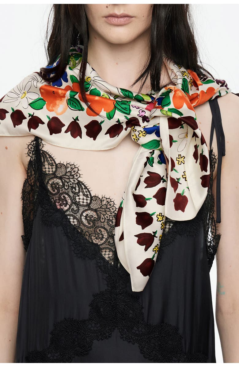 Bimba y Lola Flower Garden Scarf, Alternate, color, Off White