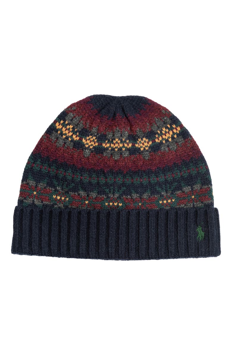Polo Ralph Lauren Fairisle Beanie, Main, color, Navy Multi