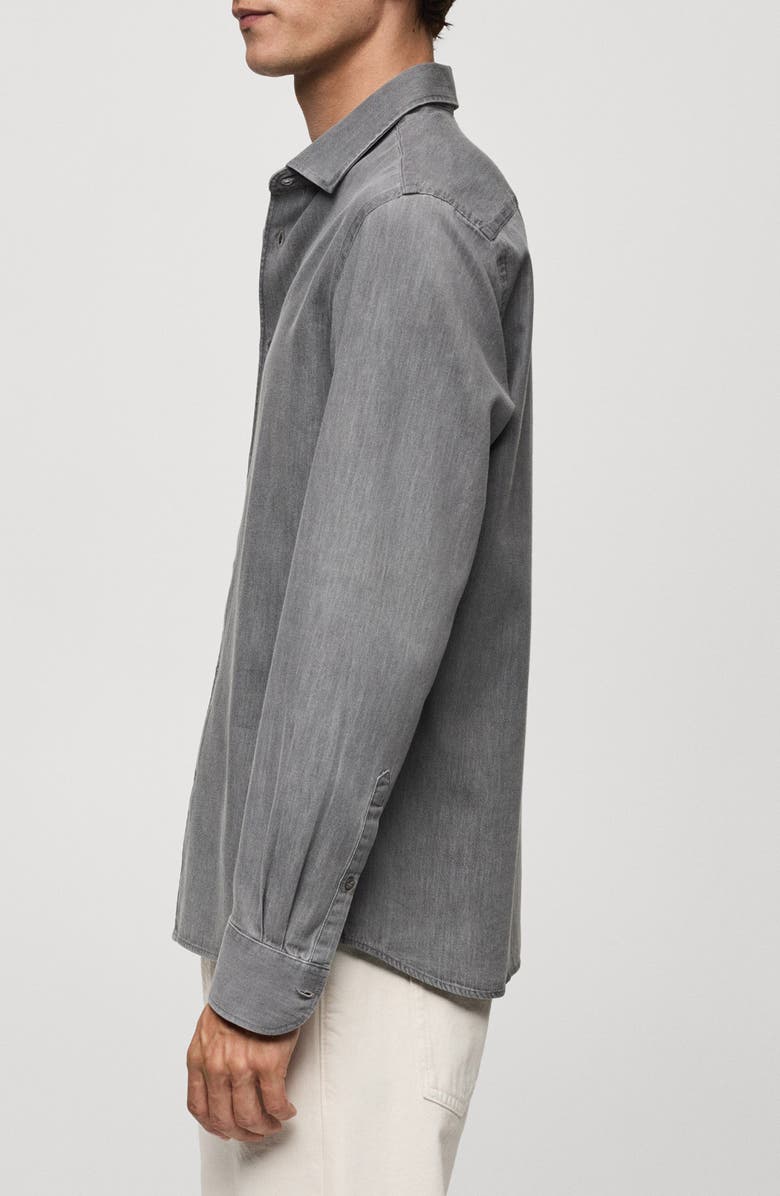 MANGO Regular Fit Chambray Button-Up Shirt, Alternate, color, 