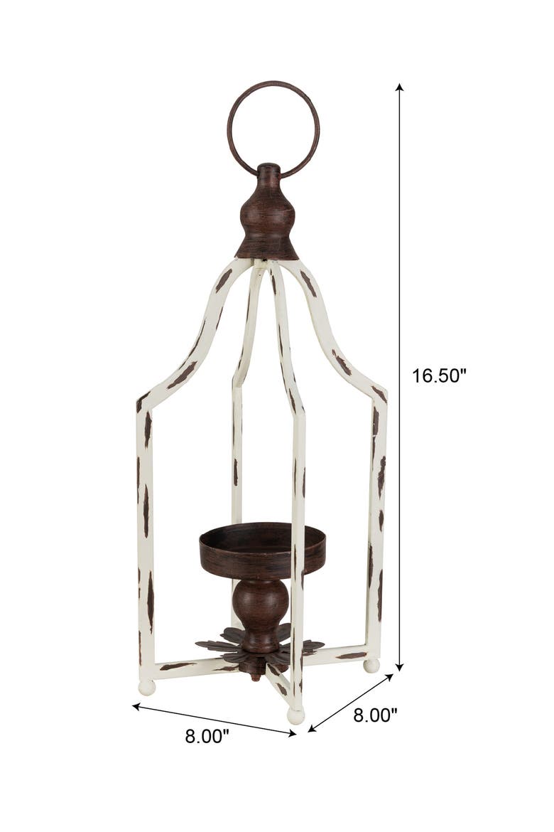 Modern Farmhouse Metal Decorative Lantern Candle Holder, Alternate, color, White