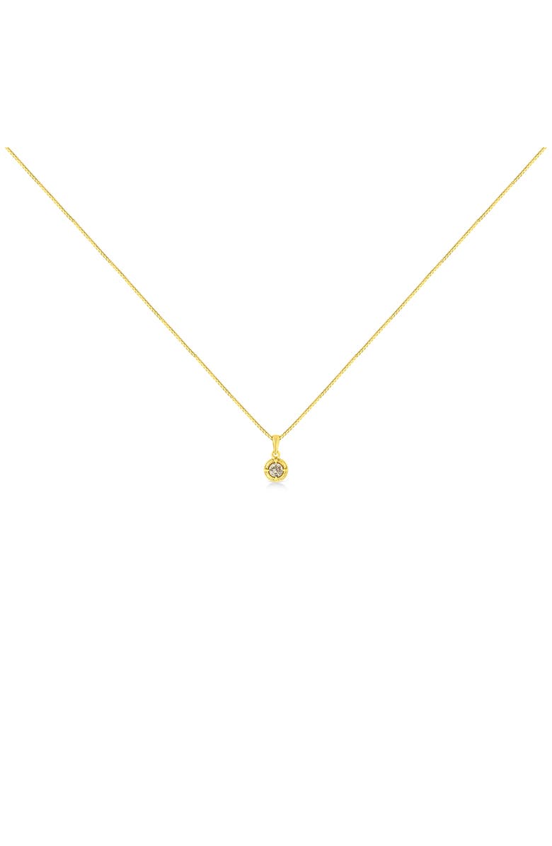 Haus of Brilliance 14K Yellow Gold Plated Silver 1/5 Cttw Diamond Solitaire Milgrain Pendant Necklace, Alternate, color, 