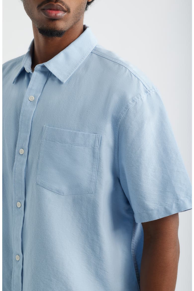 Boxy Crop Oxford Button-Up Shirt, Alternate, color, BLUE PEACEFUL