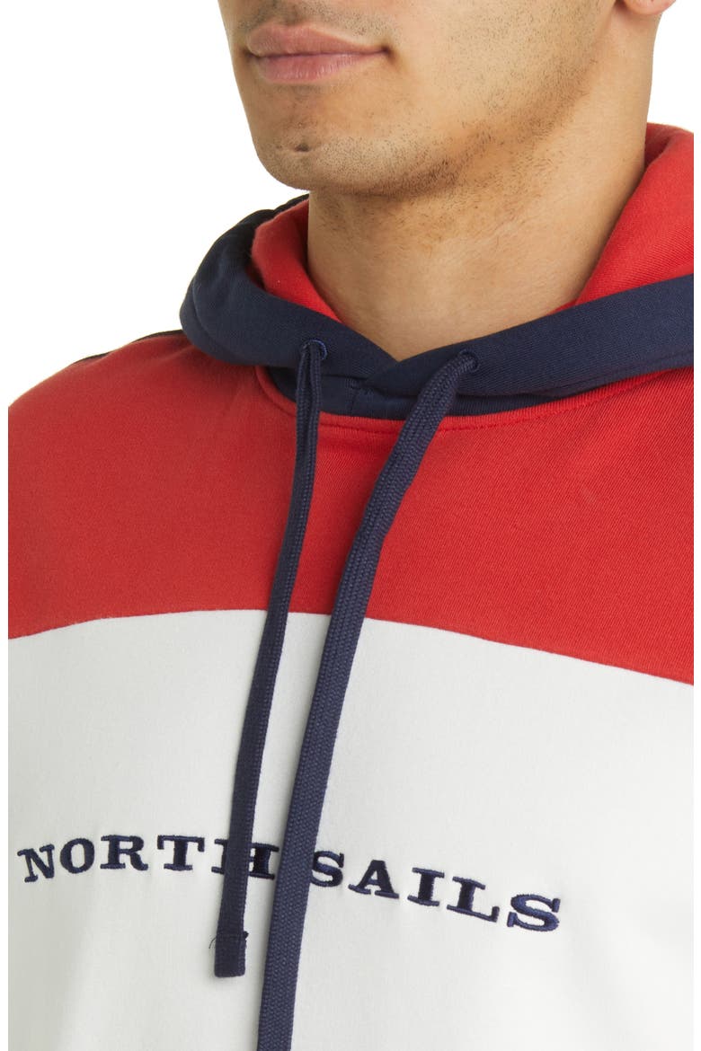 Colorblock Cotton Graphic Hoodie, Alternate, color, RED/ NAVY/ WHITE