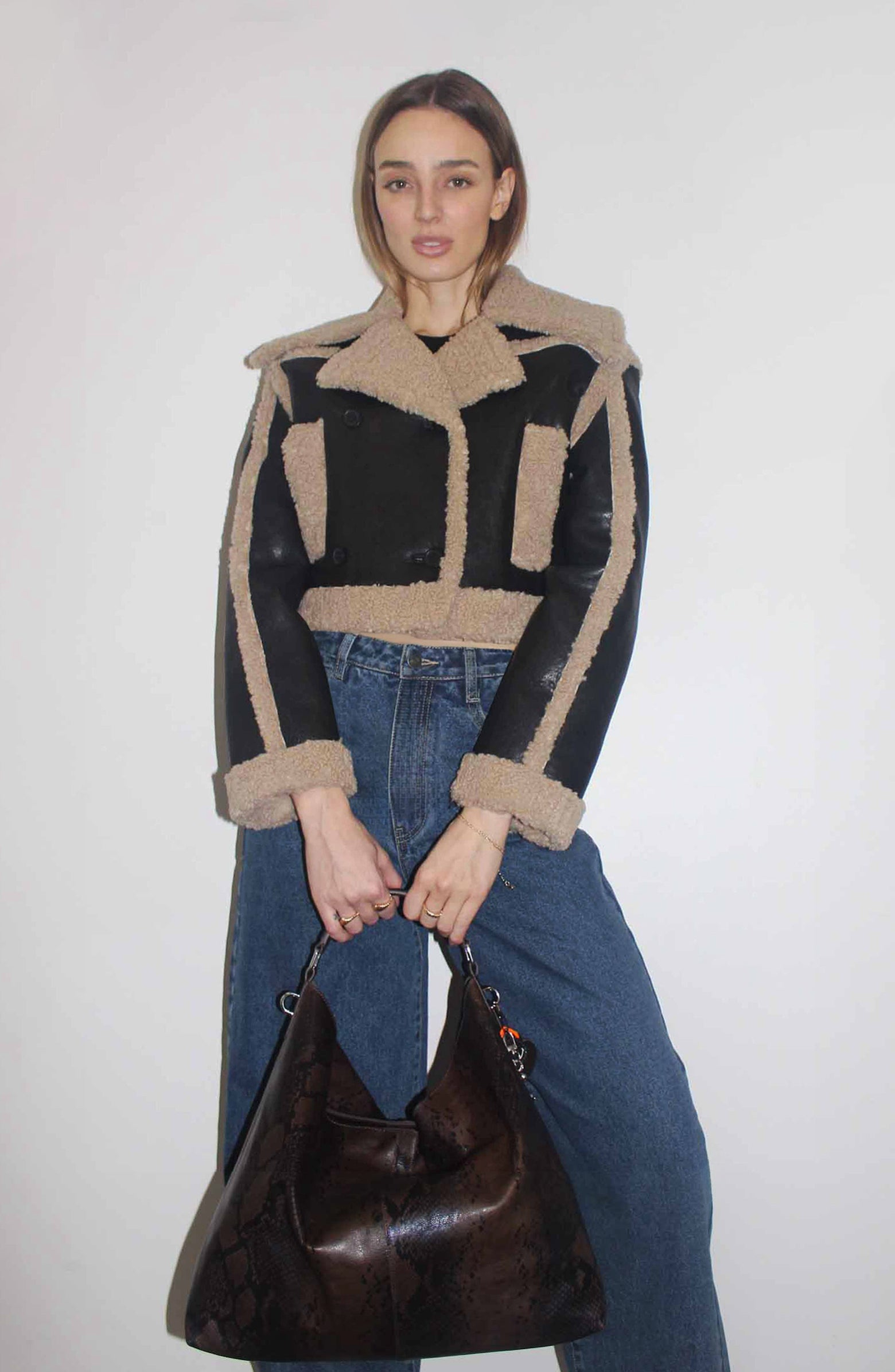 Walter Baker Kennedy Shoulder Bag, Alternate, color, Truffle Snake