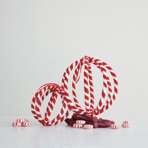 Artisan Striped Fabric Ball Ornament