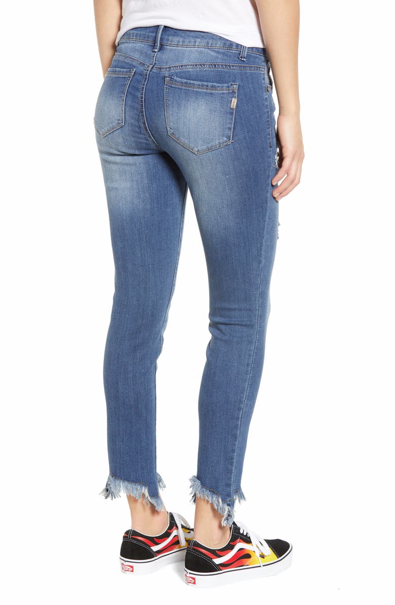 1822 Denim Ripped Shark-Bite Hem Skinny Jeans, Alternate, color, 