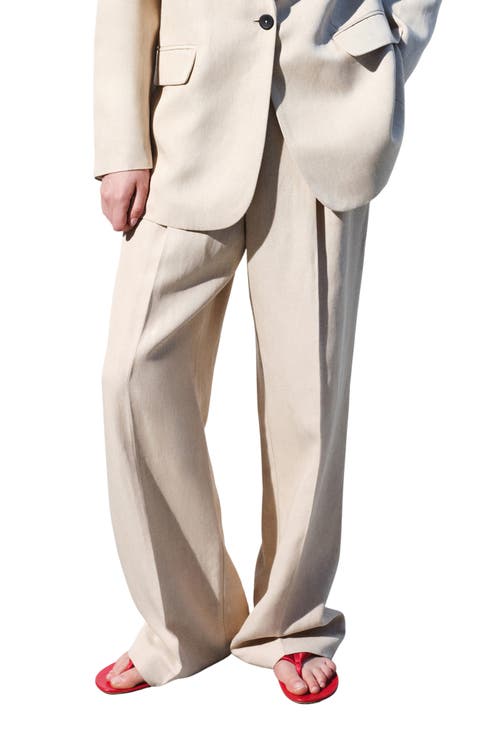 Straight Fit Pleat Front Pants