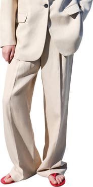 MANGO Straight Fit Pleat Front Pants