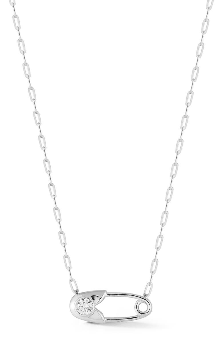 GLAZE JEWELRY 14K Yellow Gold Vermeil CZ Safety Pin Pendant Necklace, Main, color, 