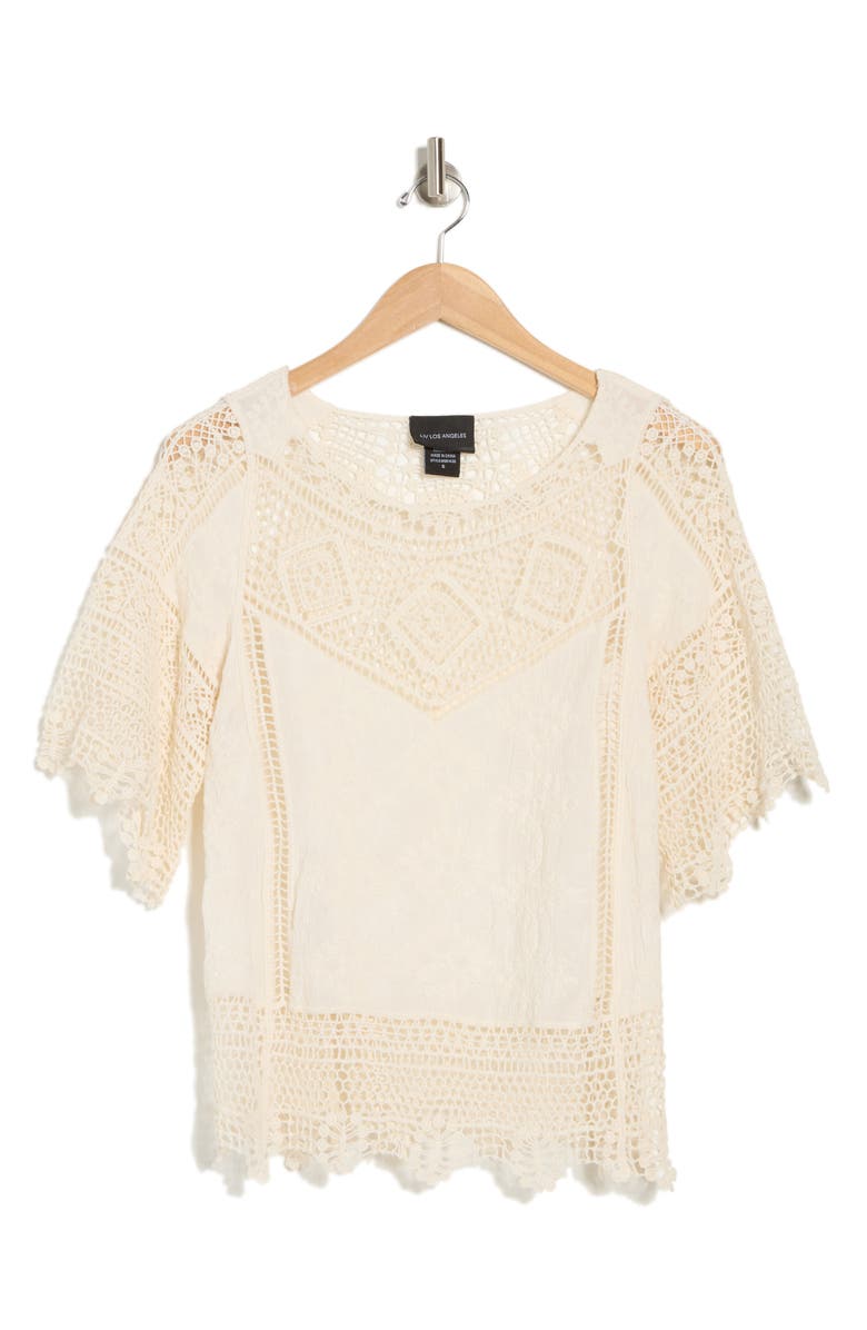 Forgotten Grace Mixed Media Top, Alternate, color, Natural