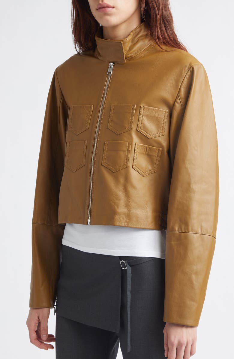 Paloma Wool Aline Crop Leather Jacket, Alternate, color, 330 - Brown