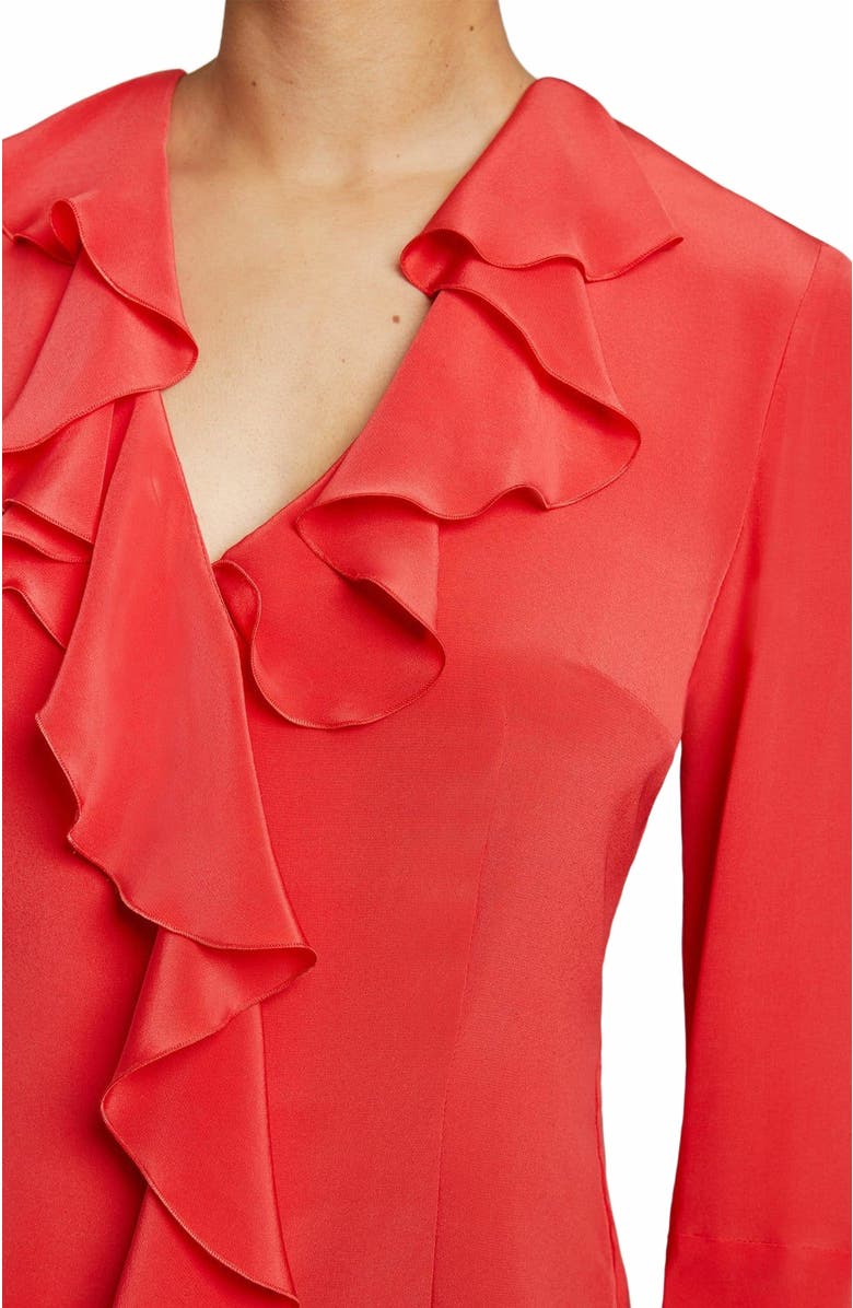 Santorelli Sydney Long Sleeve Ruffle Neck Silk Blouse, Alternate, color, 