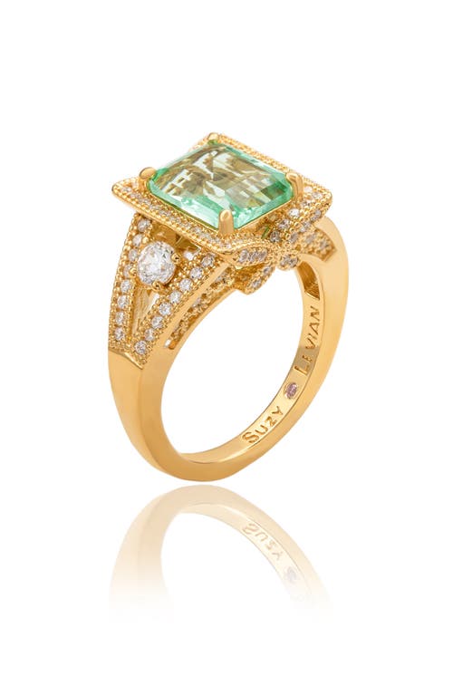 Suzy Levian Asscher Cubic Zirconia Engagement Ring In Gold