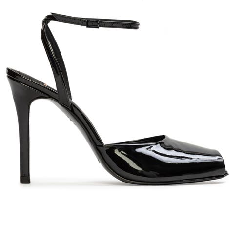 Black Suede Studio Wren 100 Sandal In Black Patent Leather