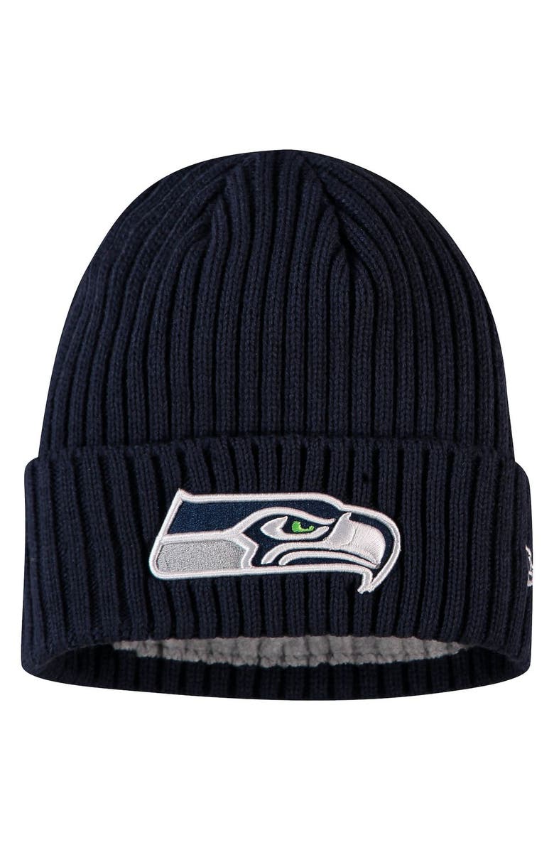 New Era Youth New Era College Navy Seattle Seahawks Team Core Classic Cuffed Knit Hat, Main, color, Navy