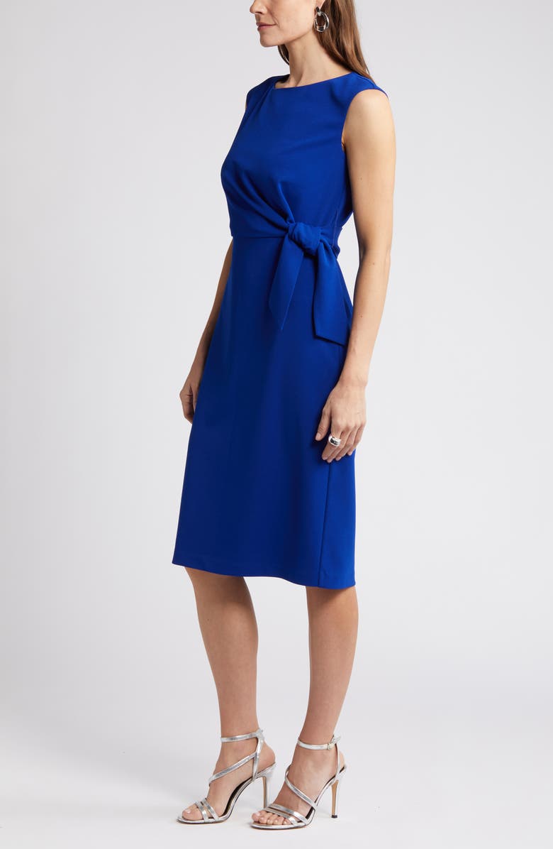 Tahari ASL Side Tie Crepe Sheath Dress, Alternate, color, 