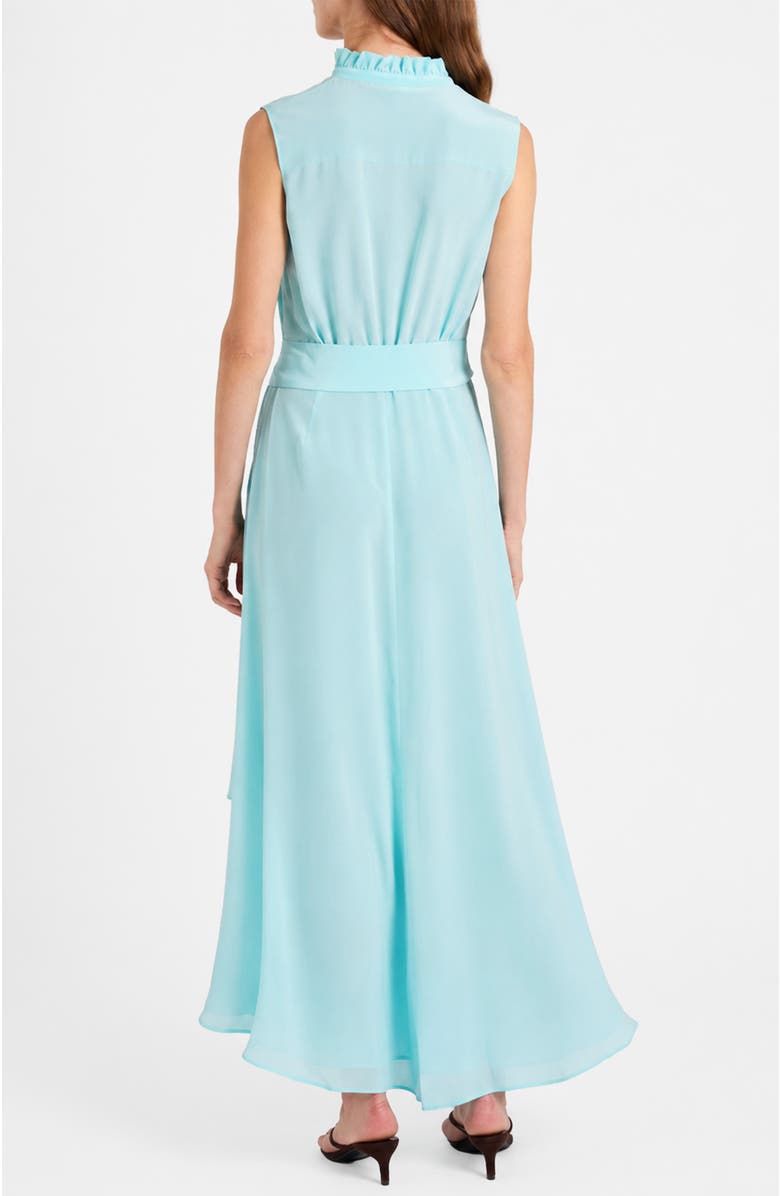Santorelli Carson Silk Hi-Lo Ruffle Collar Midi Dress, Alternate, color, Sky Blue