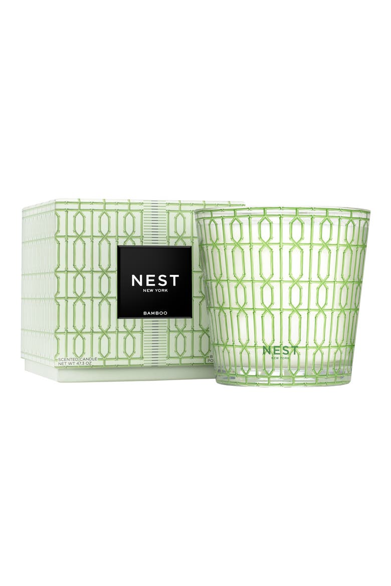 Bamboo Decorative 3-Wick Candle, Alternate, color, GREEN