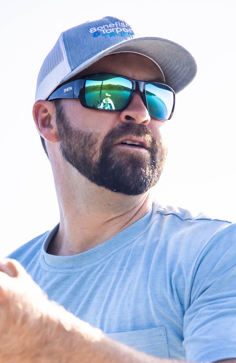 Smith Guides Choice 63mm ChromaPop<sup>™</sup> Polarized Oversize Square Sunglasses, Alternate, color, Matte Black / Gray Green