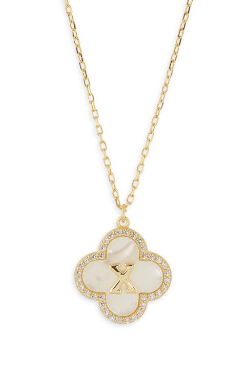 Clover Mother-of-Pearl Initial Pendant Necklace