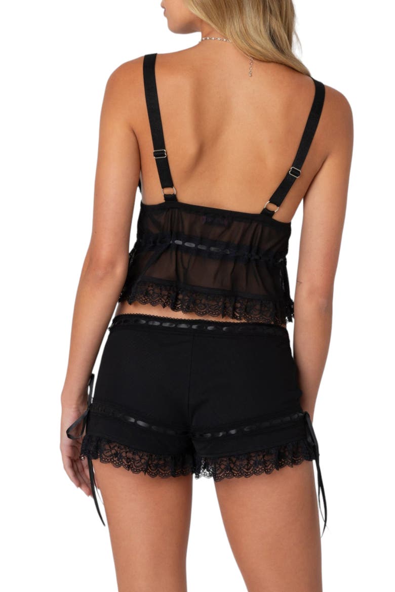 Marielle Sheer Ribbon Camisole, Alternate, color, BLACK